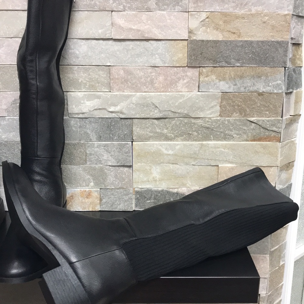 🎁 Kenneth Cole Levon Leather & Rib Knit Knee High Boot - Picture 8 of 9